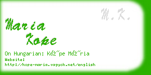 maria kope business card